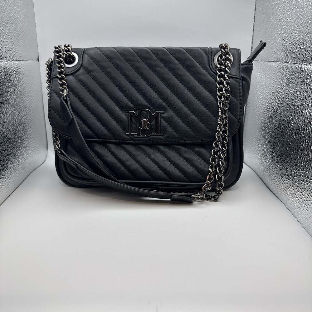 Badgley Mischka Black Quilted Vegan Leather Crossbody Bag